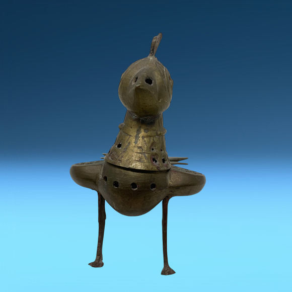 Vintage Khorasan Style Brass Bird Dove Incense Burner Hinged Lid India READ - Picture 3 of 10